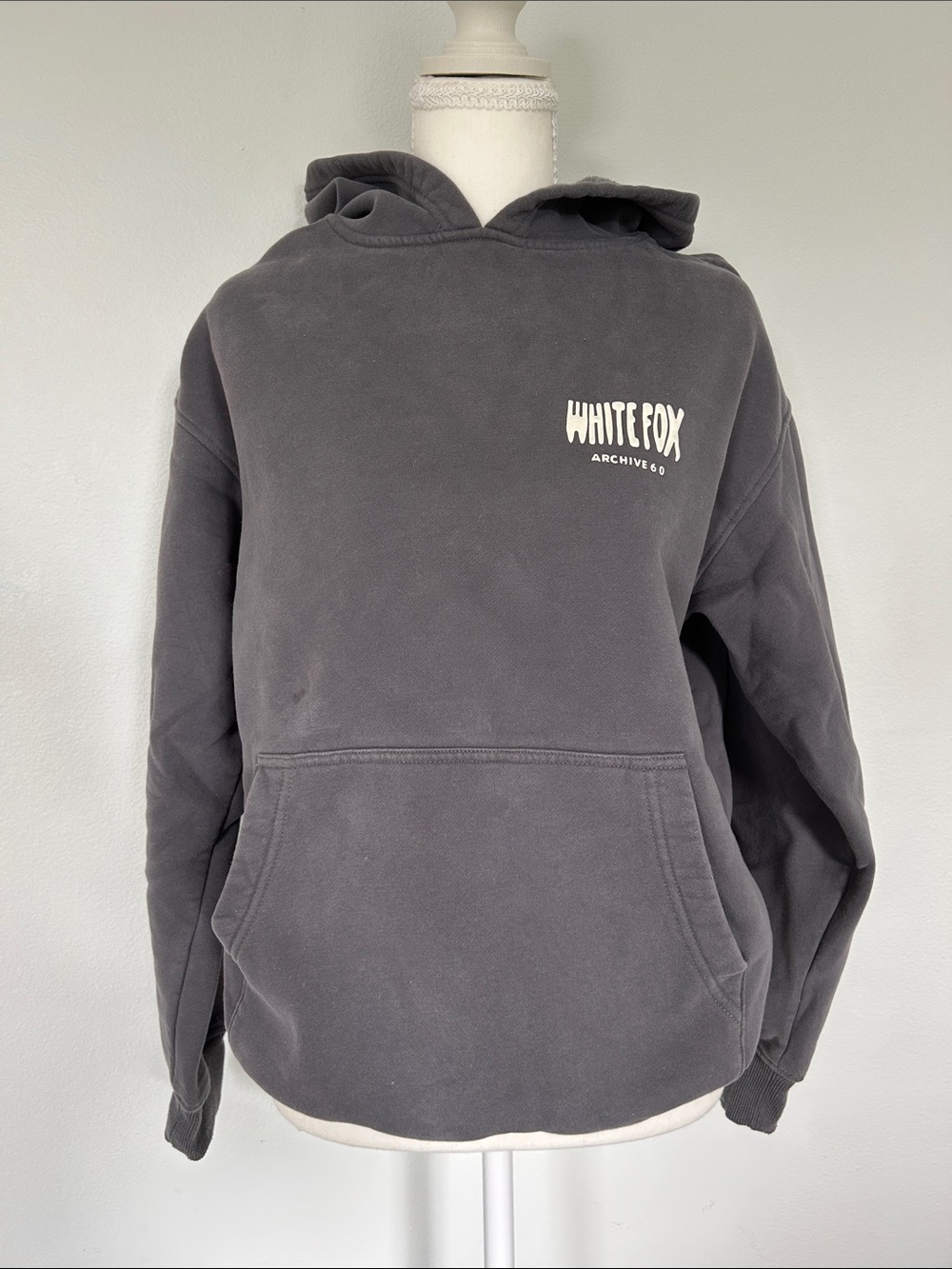White Fox Boutique Men's Charcoal Crewneck Hoodie with Logo